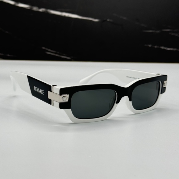 NEW VE4465 5459/87 VERSACE SUNGLASSES VE4465 545987 BLACK WHITE MOD 4465 EYEWEAR - Picture 4 of 11
